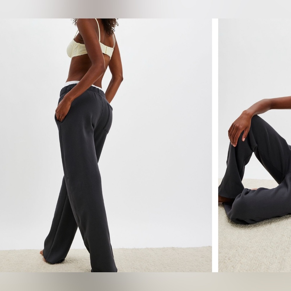 NWT Free People NSF Rowan Straight Leg Sweatpants - light black grey - large - Picture 3 of 9